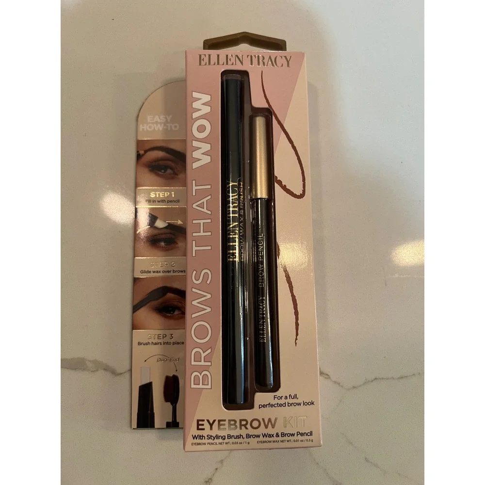 Ellen Tracy Brows That Wow Eyebrow Kit Pencil Wax Brush Set EYC01-G0325183C